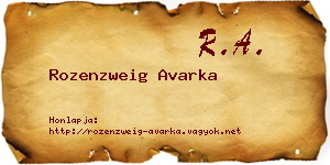 Rozenzweig Avarka névjegykártya